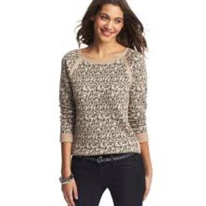 LOFT Women's Animal Print Sweater - Beige and Black